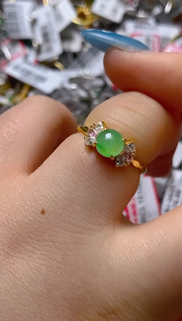 银S925镶嵌戒指翡翠百内无证书