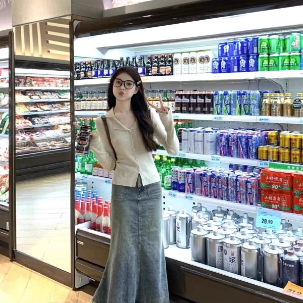 法式翻领长袖针织开衫女秋季2025新款小众设计感修身打底短款上衣