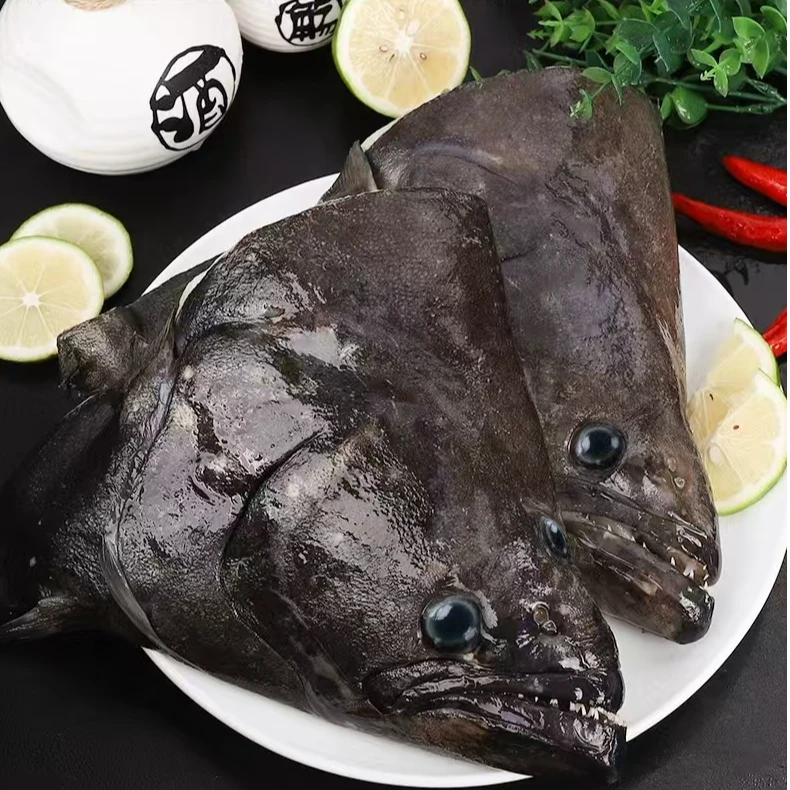 格陵兰进口比目鱼头鸦片鱼头2-2.5斤/包新鲜冷冻鲽鱼头