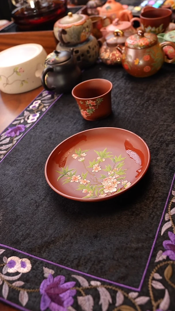 茶壶紫砂桃花壶承