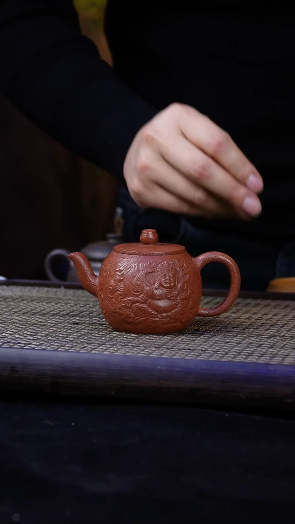 【闪购商品】紫砂茶壶降坡泥-黄财神小花器【约160cc】