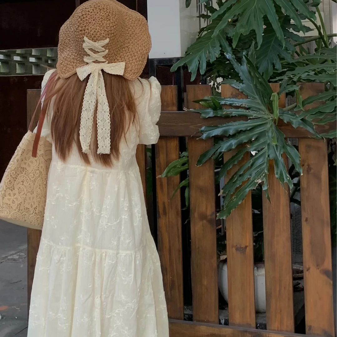 MUSTKOO/玛诗杜沙滩蕾丝系带草帽百搭优雅太阳帽春夏MH-6276