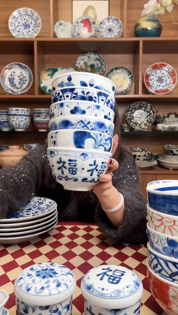 【闪购商品】瓷片蓝凛堂12.5cm利休碗 6只装混搭