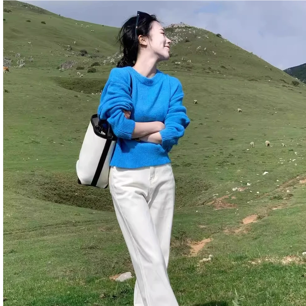 秋冬季女装多巴胺穿搭配一整套大方得体休闲百搭毛衣裤子两件套女