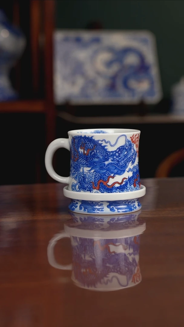 自成堂柴窑青花釉里红