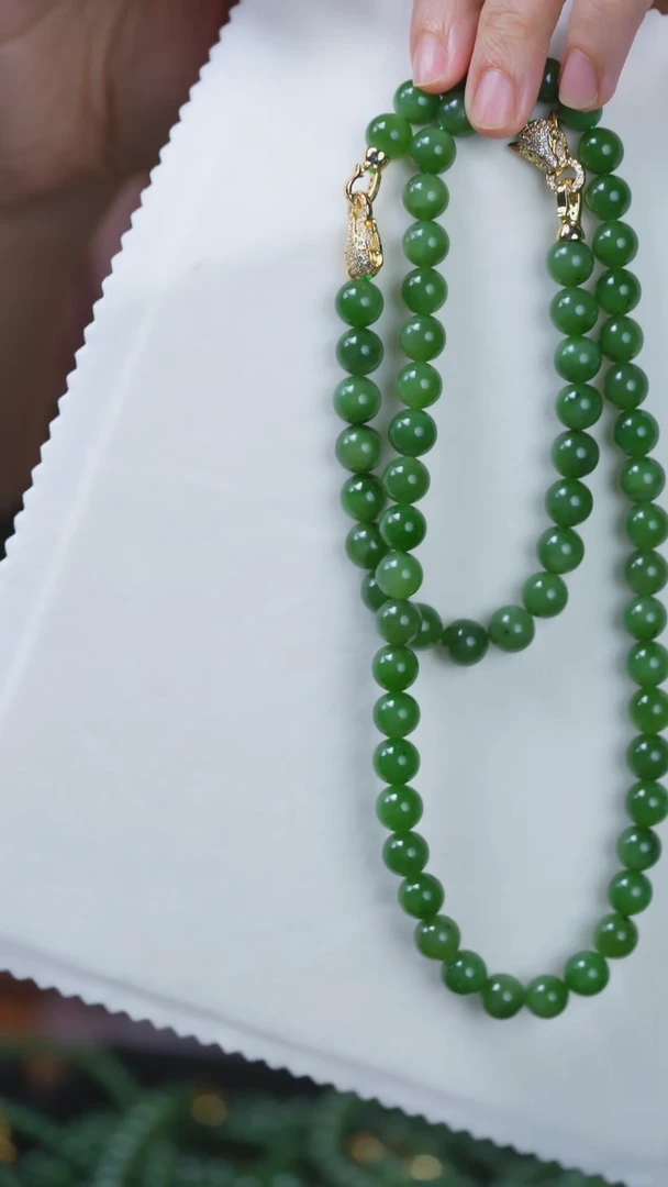 和田玉（碧玉）未镶嵌套链9-10mm和田玉碧玉套链