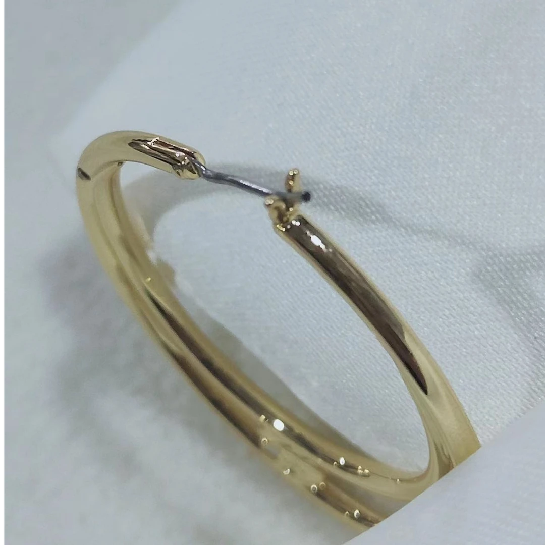 合金锆石耳饰 【LY出口订单】气质百搭简约经典金色双圈耳环 006