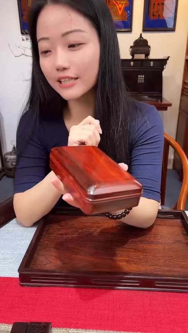 紫檀木类成套家具天地盖文盒  一木挖 一物一拍