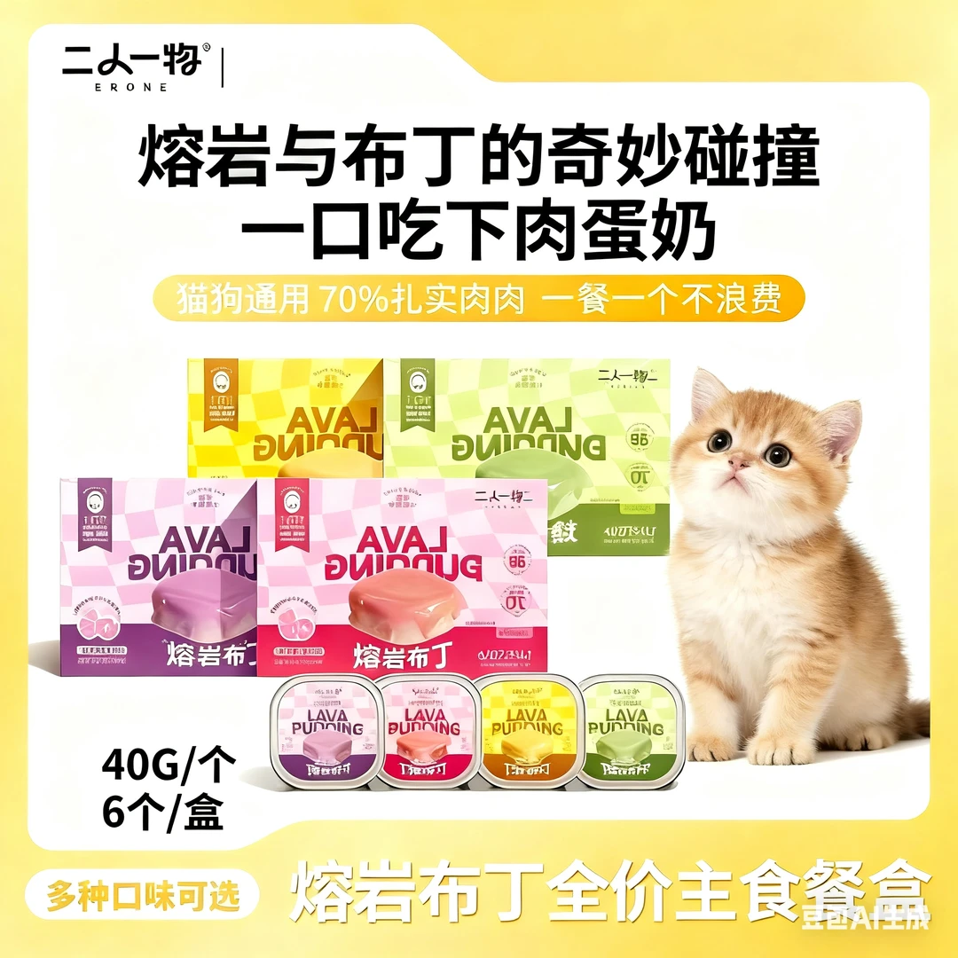 二人一物熔岩布丁全价主食湿粮餐盒犬猫通用