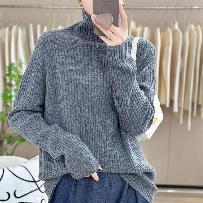 【 IFMAX专属】女士高领羊毛加彩点针织打底衫长袖时尚百搭6610