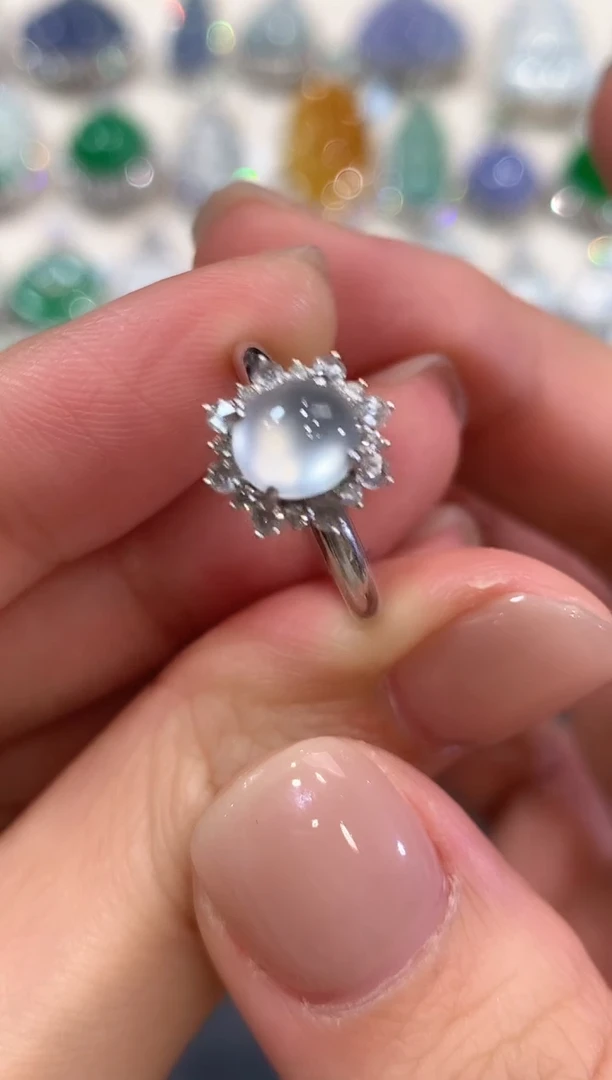 18K金镶嵌戒指翡翠a188