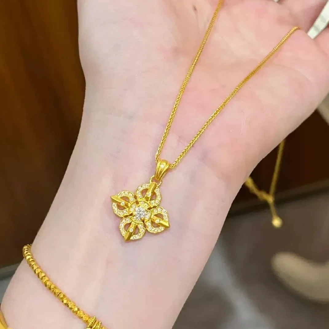 铜合金项链 镀k金销量古法工艺招财十字金刚杵项链精美坠链轻奢