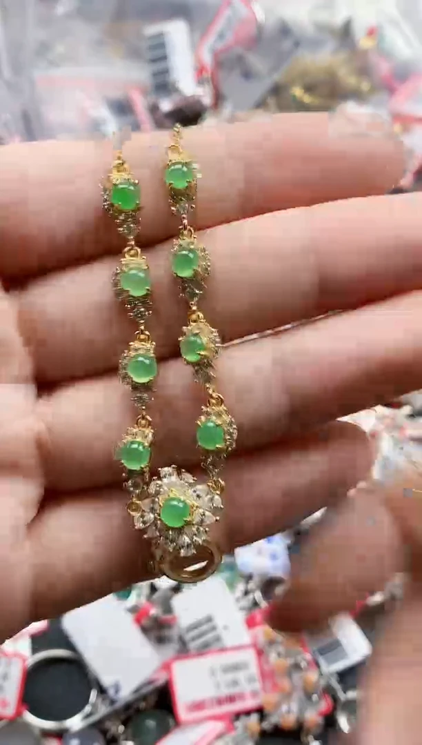 银S925镶嵌戒指翡翠天然A货缅甸翡翠