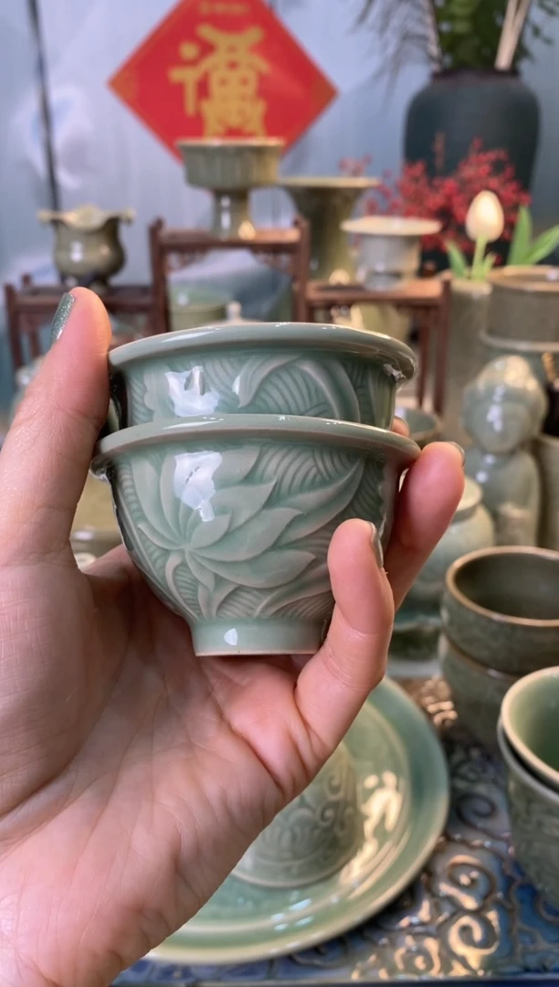 【闪购商品】微瑕TS043莲花杯【折沿杯】2只