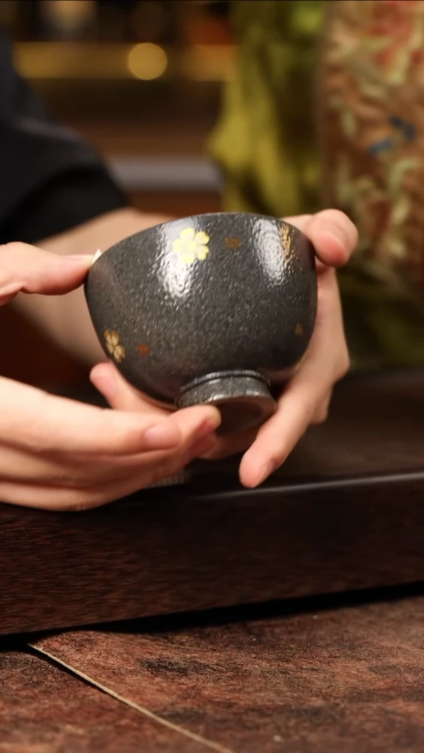 茶壶紫砂小叶紫檀木柴烧花瓣鸡心杯