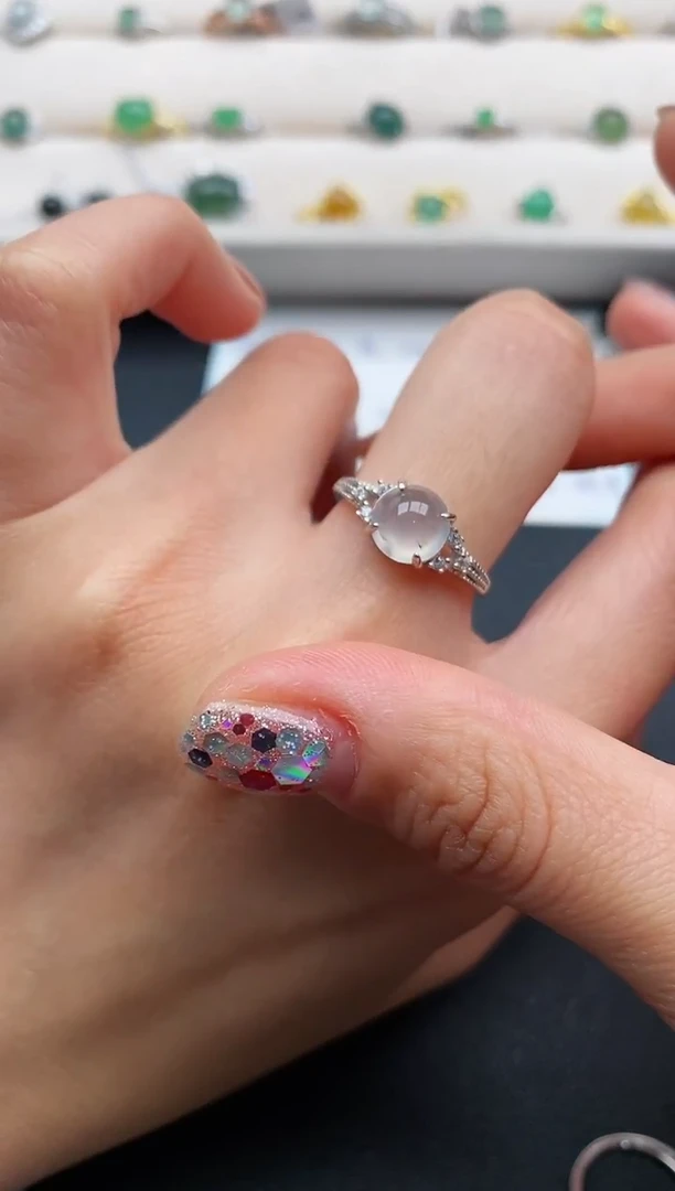 银S925镶嵌戒指翡翠444444444+9