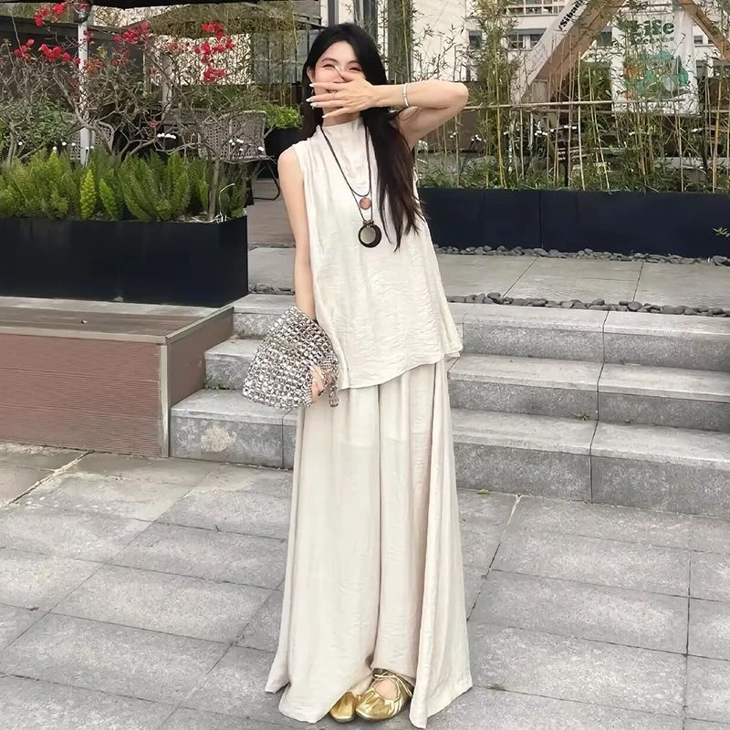 2025夏季新款韩系无袖松弛感休闲百搭套装2523