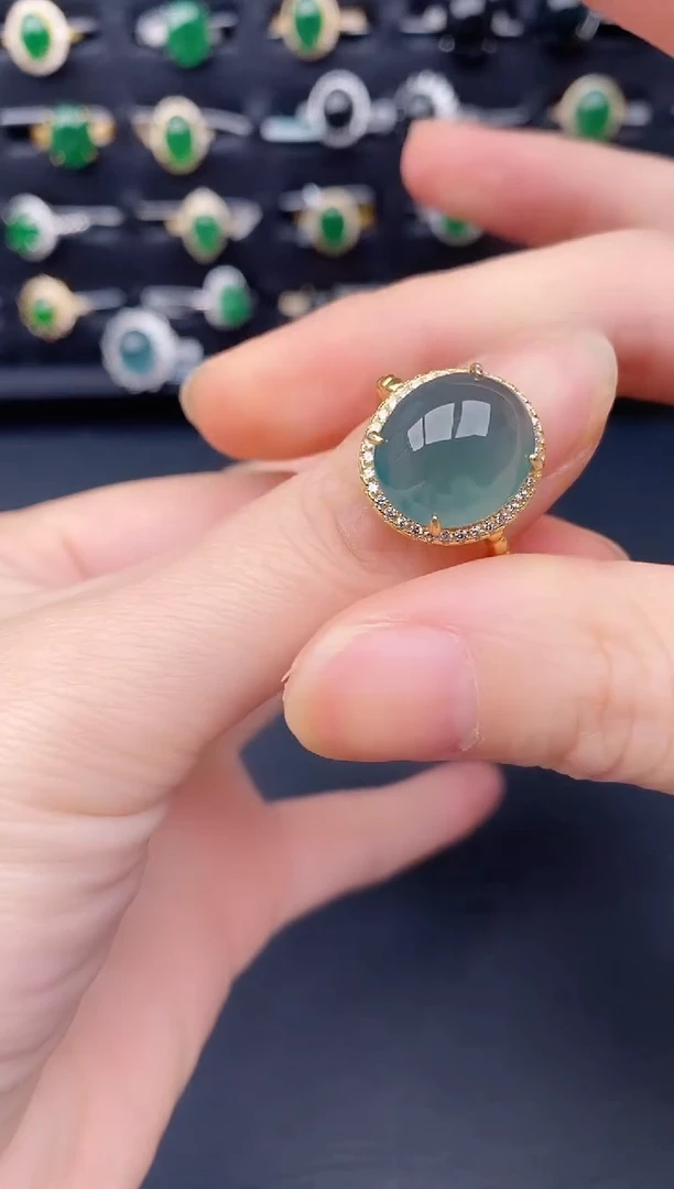 银S925镶嵌戒指翡翠天然a货翡翠210