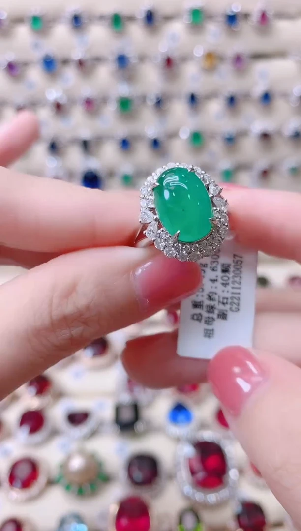 18K金镶嵌18K金戒指祖母绿1