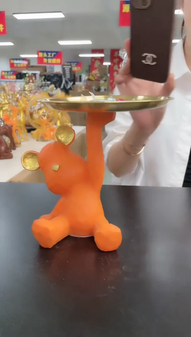 树脂【孤品】橘色熊托盘