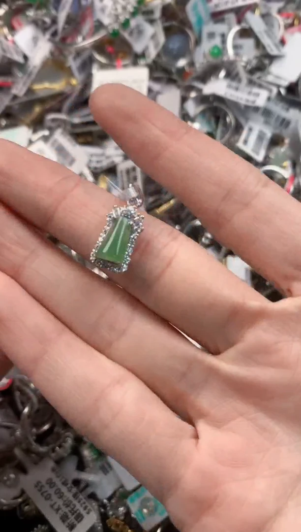 银S925镶嵌戒指翡翠333             10