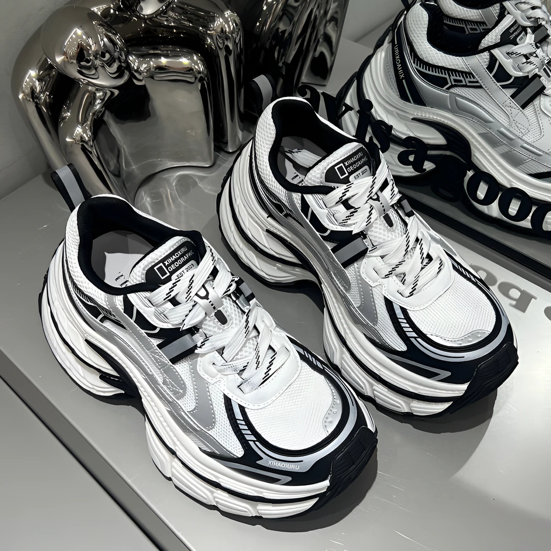 超爆厚底老爹鞋女2025秋季新款小个子运动鞋增高拼色休闲松糕女鞋