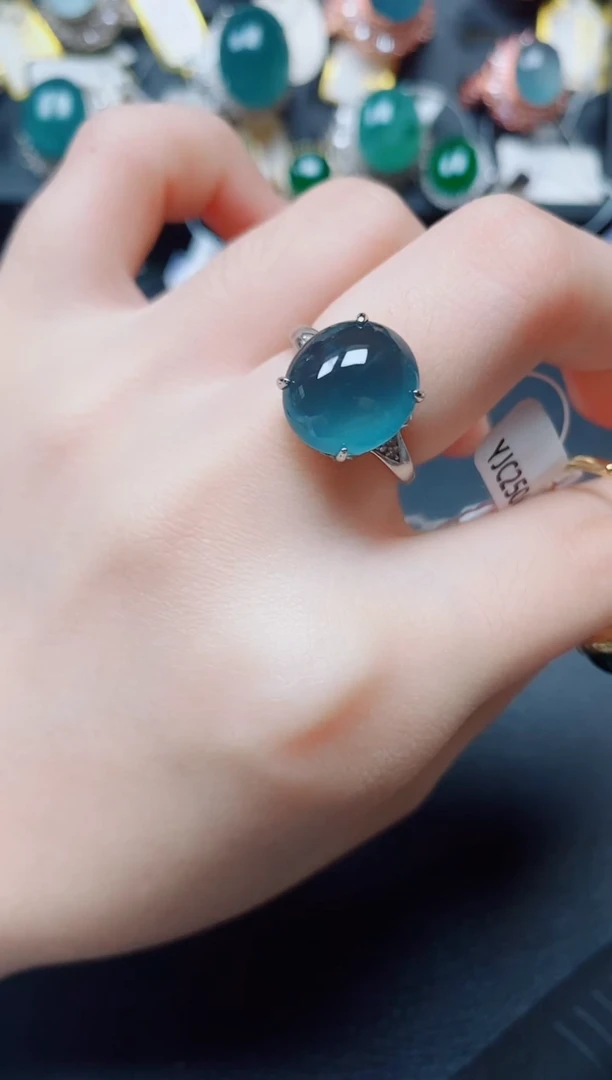 翡翠戒指银S925镶嵌翡翠