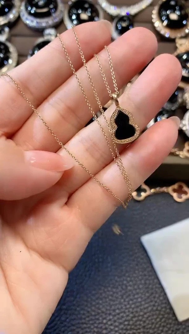 项链18K金镶嵌翡翠A3 多样性发货一件