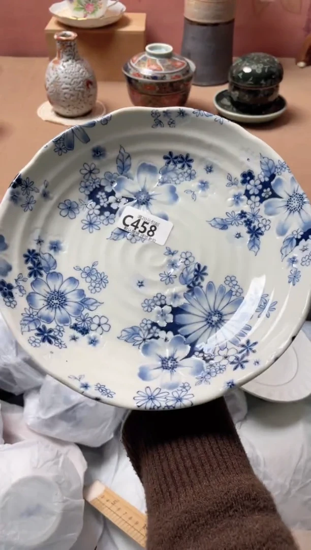 瓷片有古窑蓝色花集盘