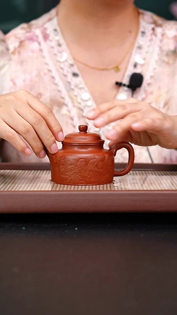 茶壶紫砂小煤窑朱泥德钟刻绘150