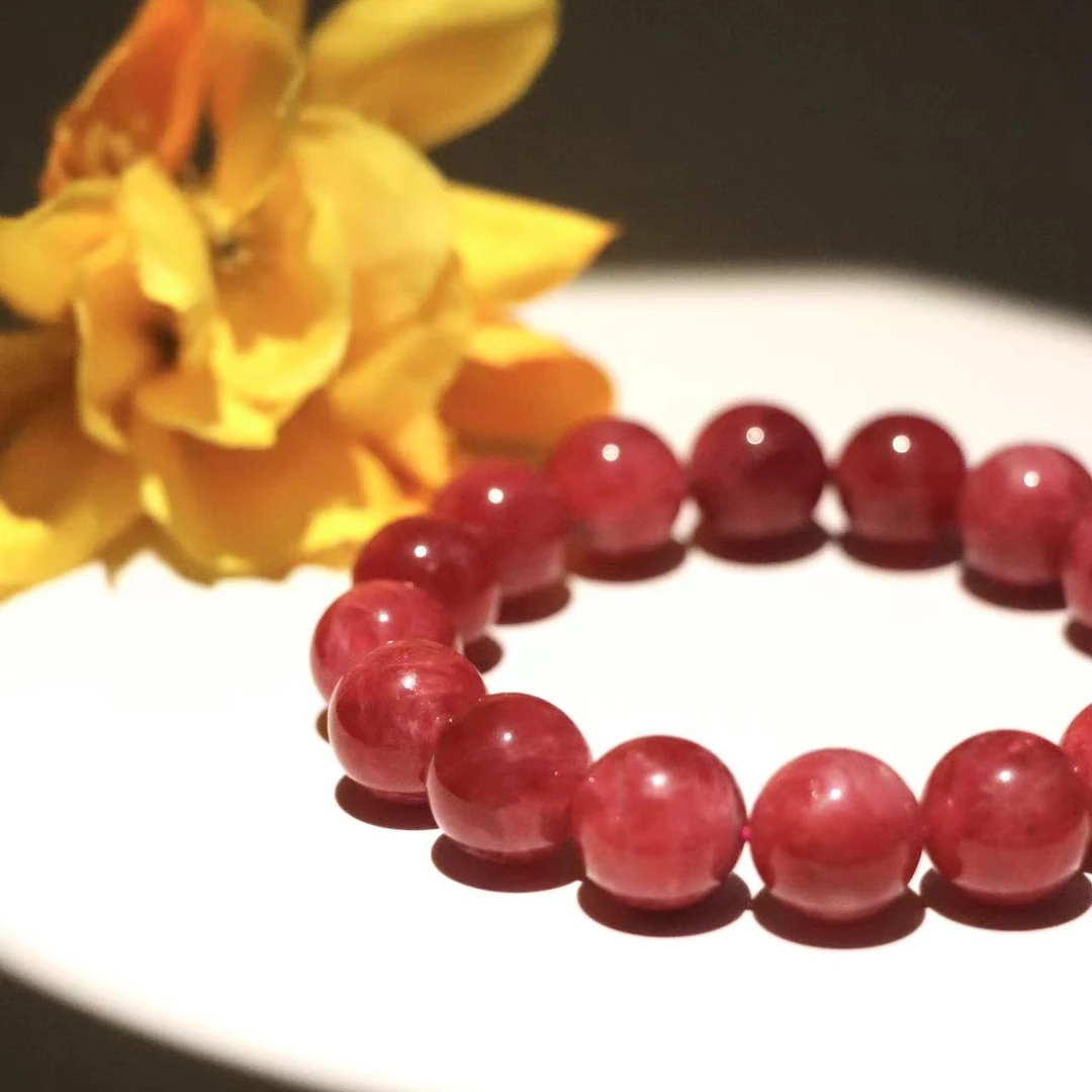 【桃花·玉】毕业级满色高饱和度蔷薇辉石手串C092-尺寸可选