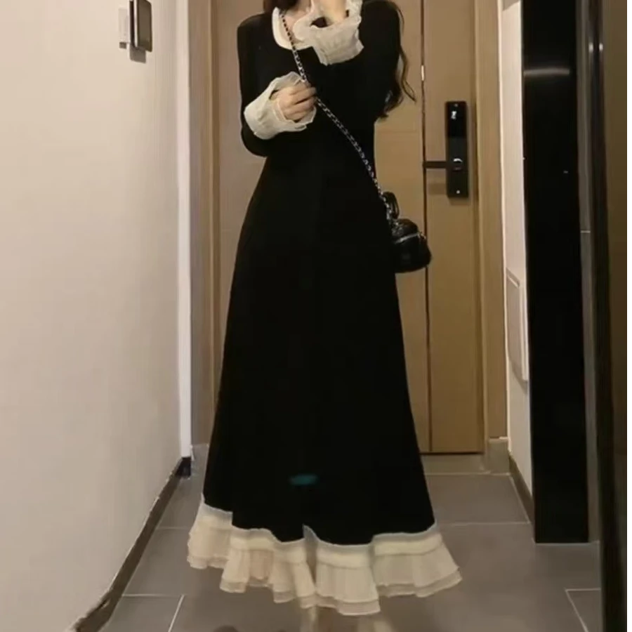 秋季胖MM金丝绒拼接连衣裙