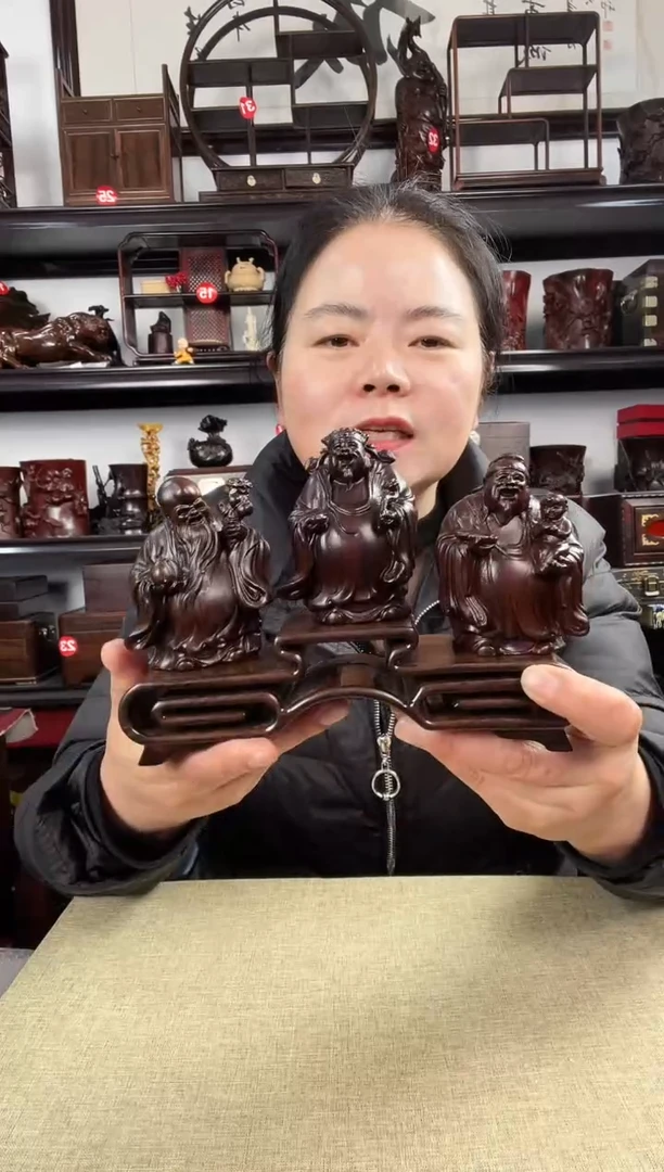 木三连+福禄寿老李红木工艺品