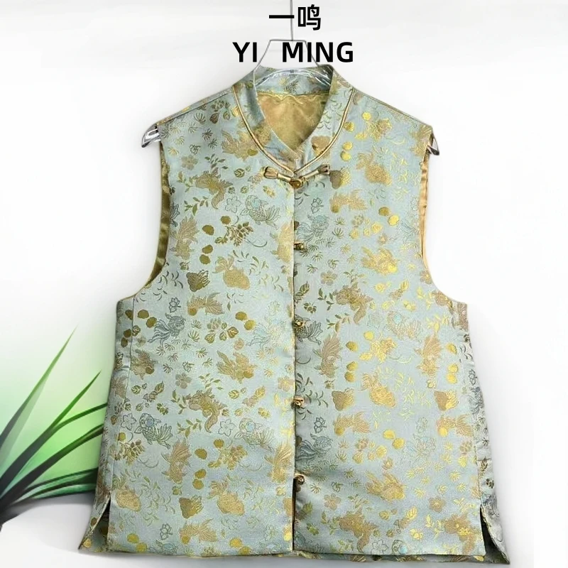 【锦鲤】新中式国风复古日常文艺盘扣春款提花马甲