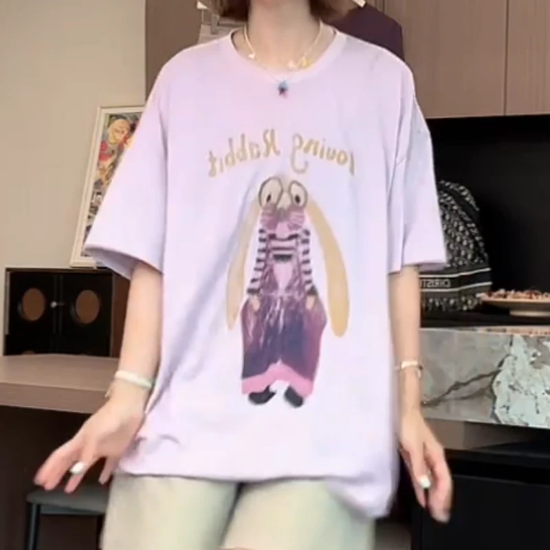 2025夏季新款韩系百搭宽松凉感卡通短袖T恤LK2504506