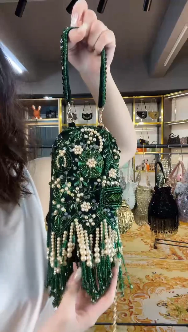 织物珠韵恒泽重工串珠手提包直播间女神专拍