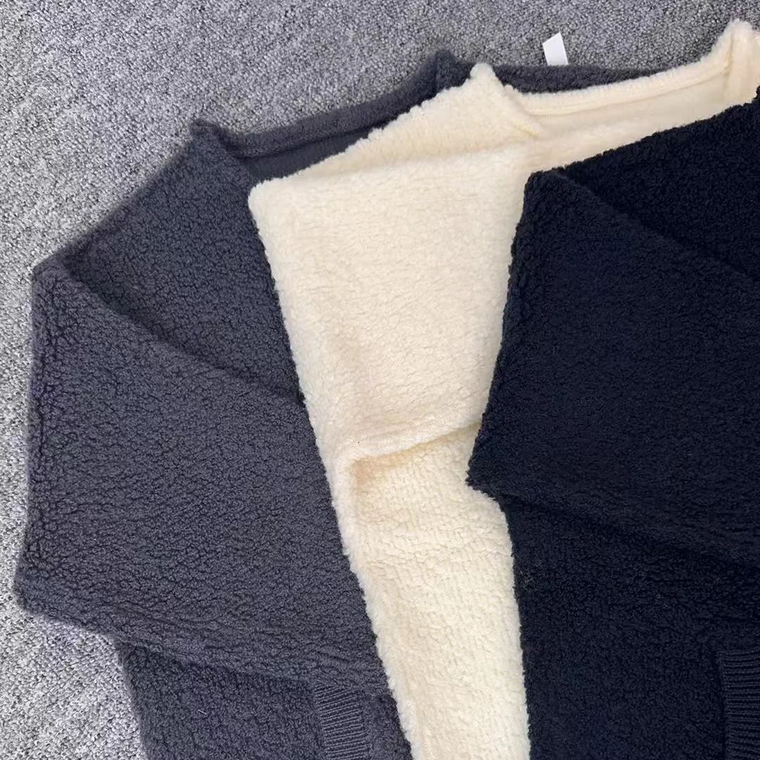 欧货冬装2025新款女士圆领羊毛开衫宽松纽扣毛衣外套针织衫