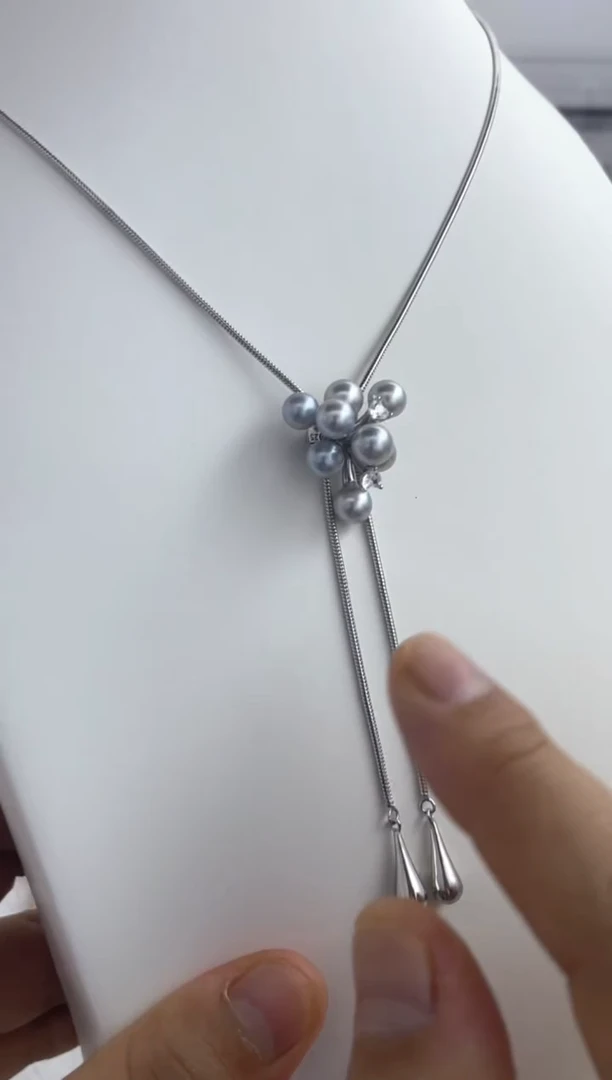 银S925镶嵌毛衣链海水珍珠多样性发其一