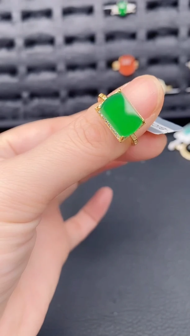 银S925镶嵌戒指翡翠天然a货翡翠283