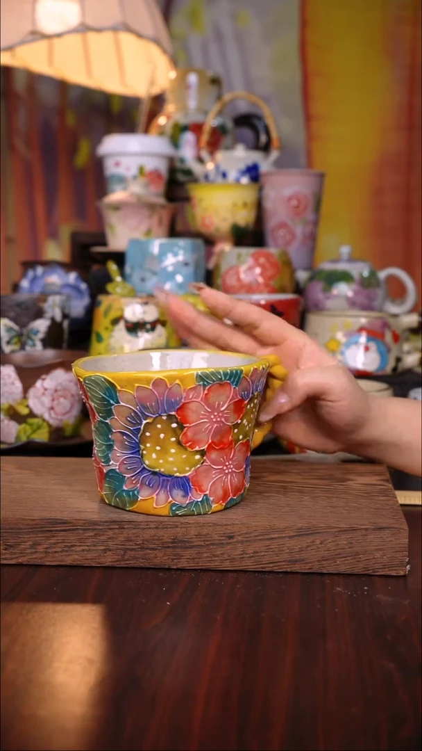 杯子陶泥垚手作 景德镇手工手绘陶瓷器物