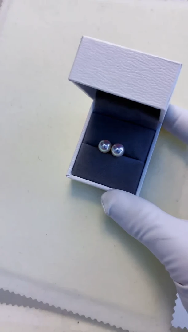 18K金镶嵌海水珍珠饰品8.5-9素钉定制