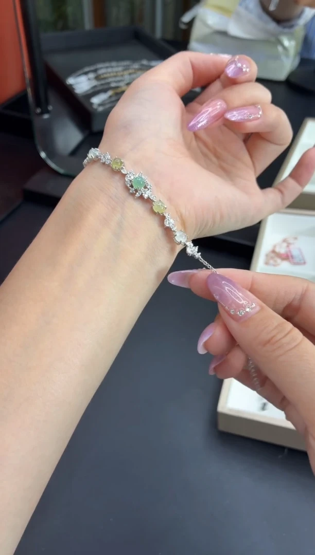 银S925镶嵌手链翡翠111111111