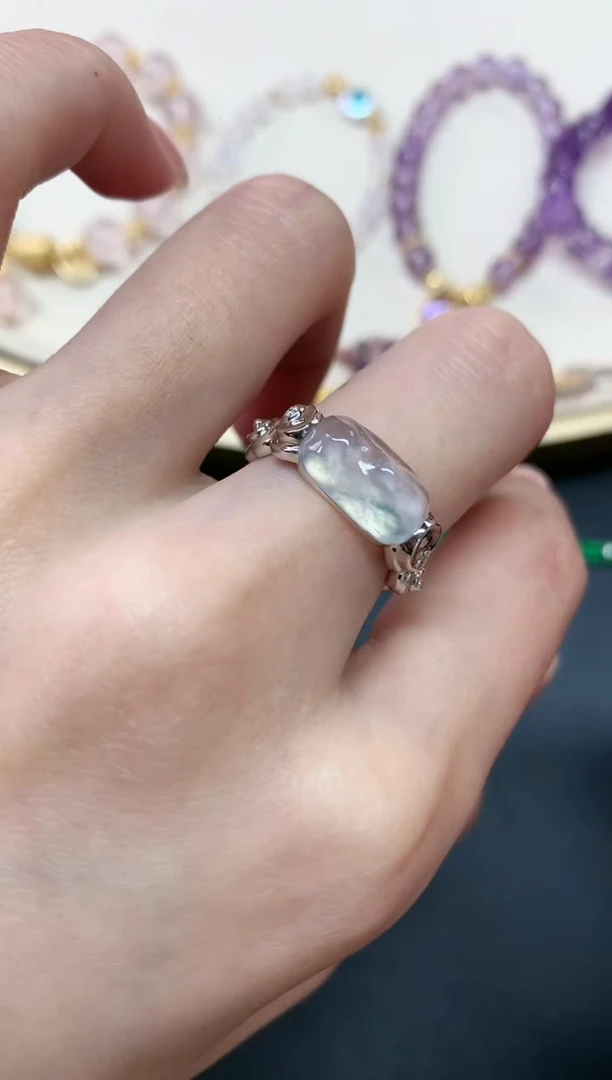 翡翠戒指18K金镶嵌A155|7980