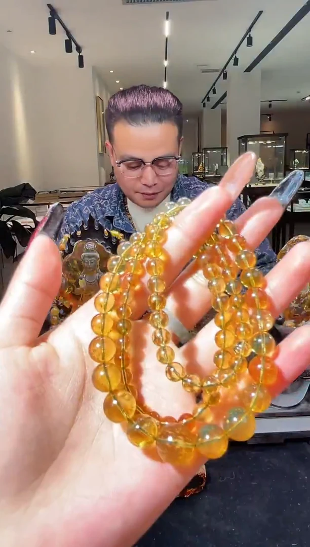 琥珀颈饰未镶嵌缅甸琥珀金沙塔链