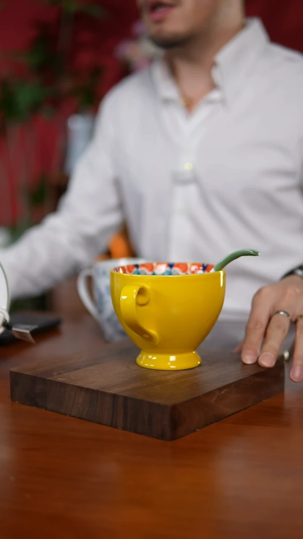 陶瓷A045 早餐杯带勺子