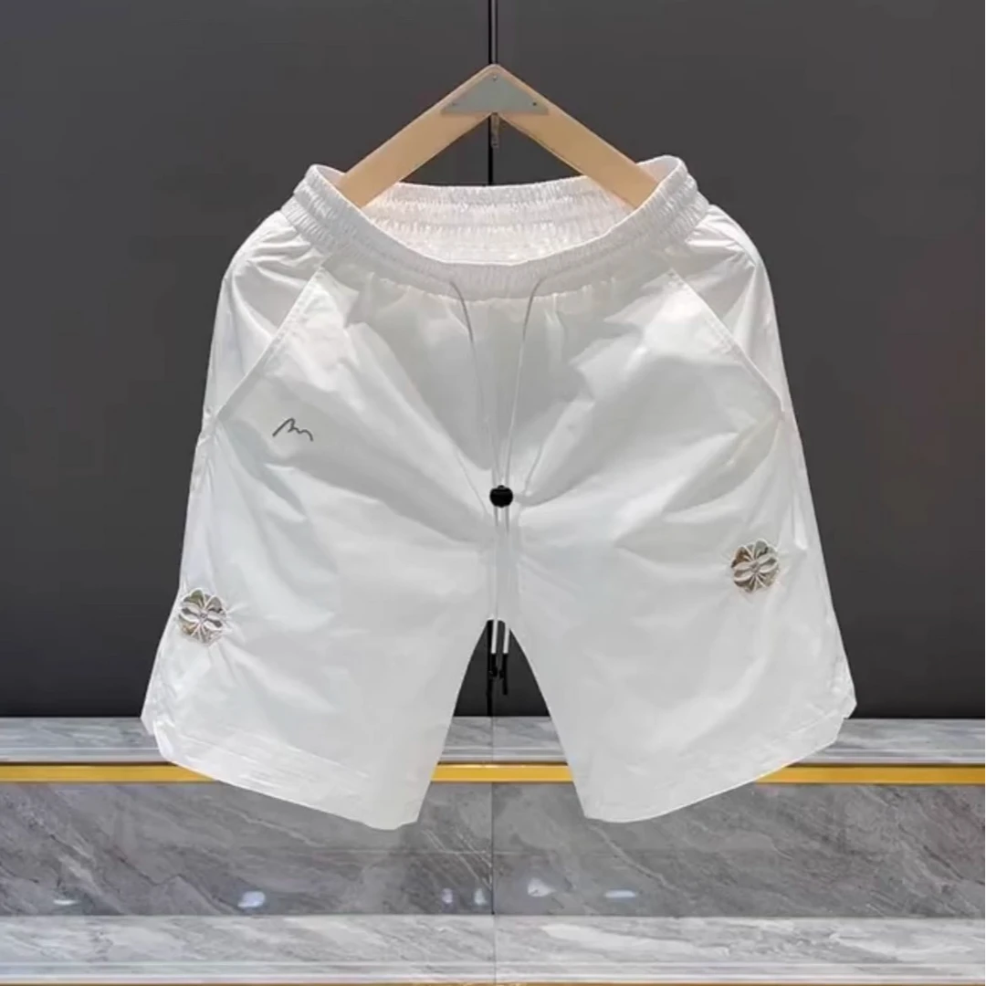 欧货短裤男2025夏季透气舒适薄款时尚刺绣百搭速干男士休闲五分裤