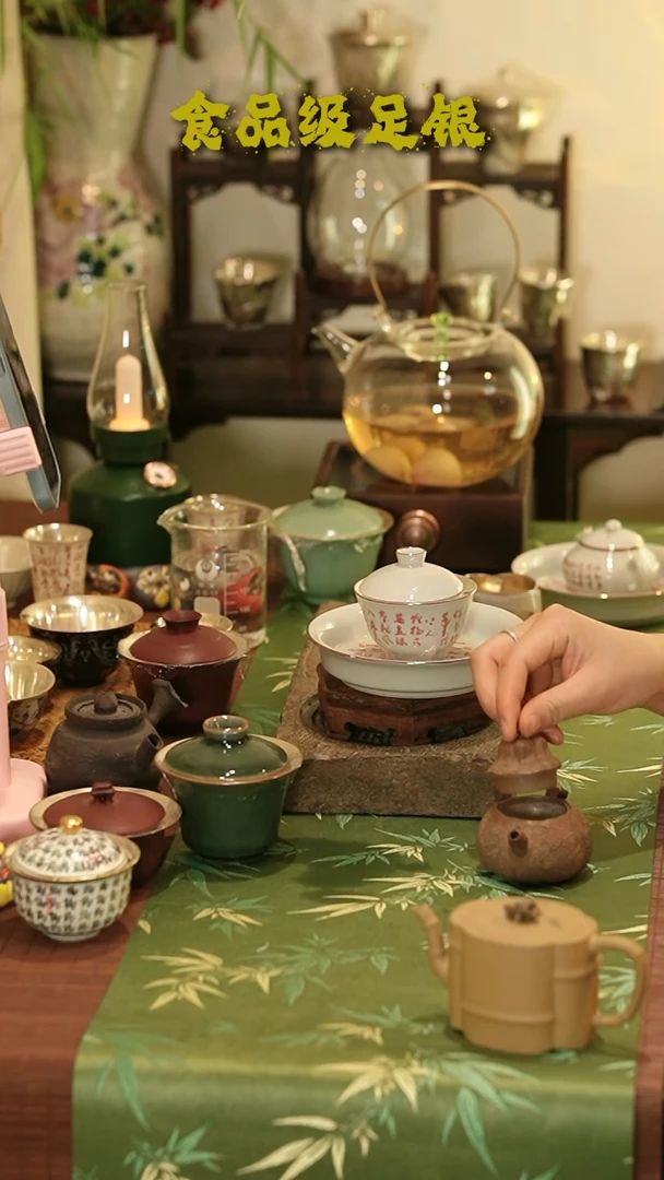 智****琹诗文盖碗999足银高温烧制