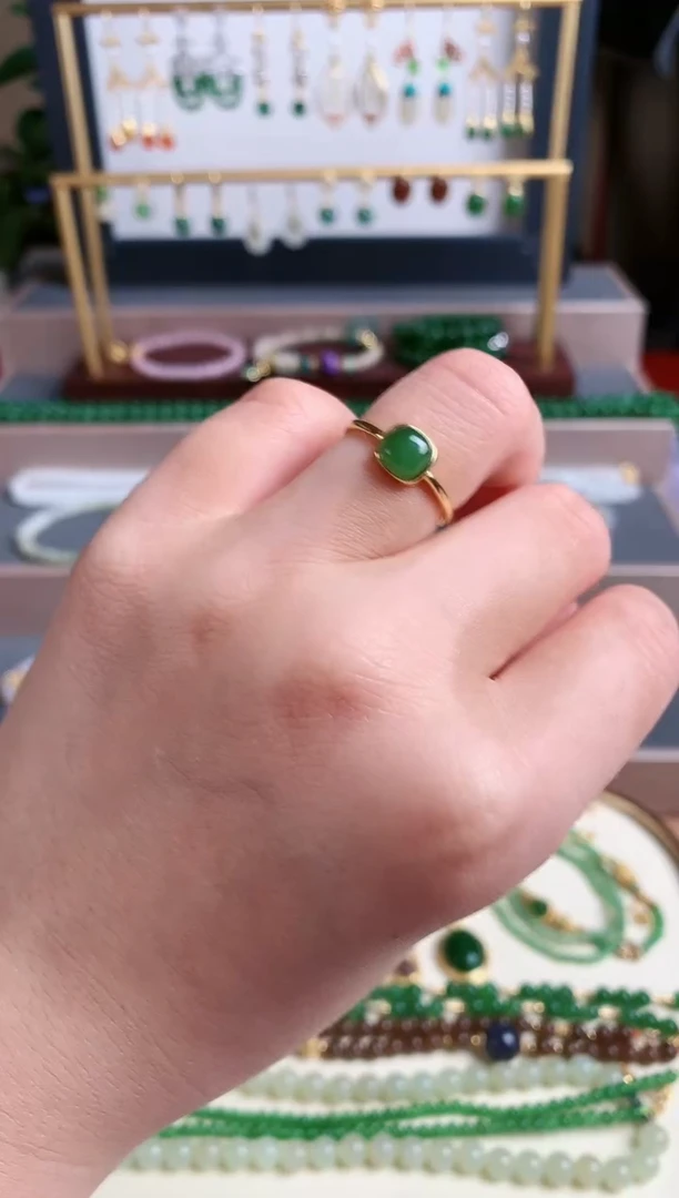 银S925镶嵌戒指和田玉1