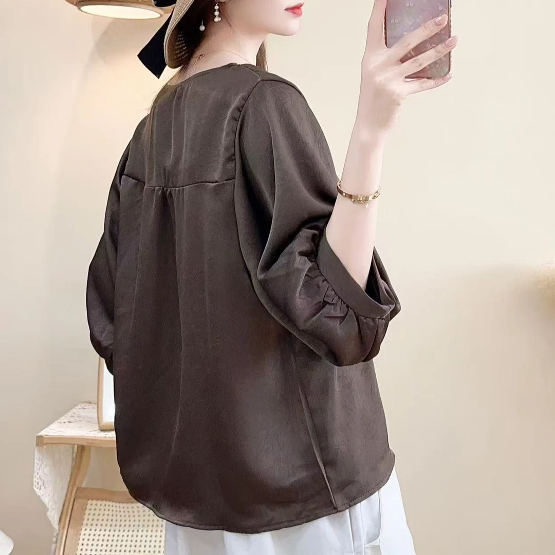 7053新款春夏简约休闲百搭显瘦纯色T恤上衣QZ