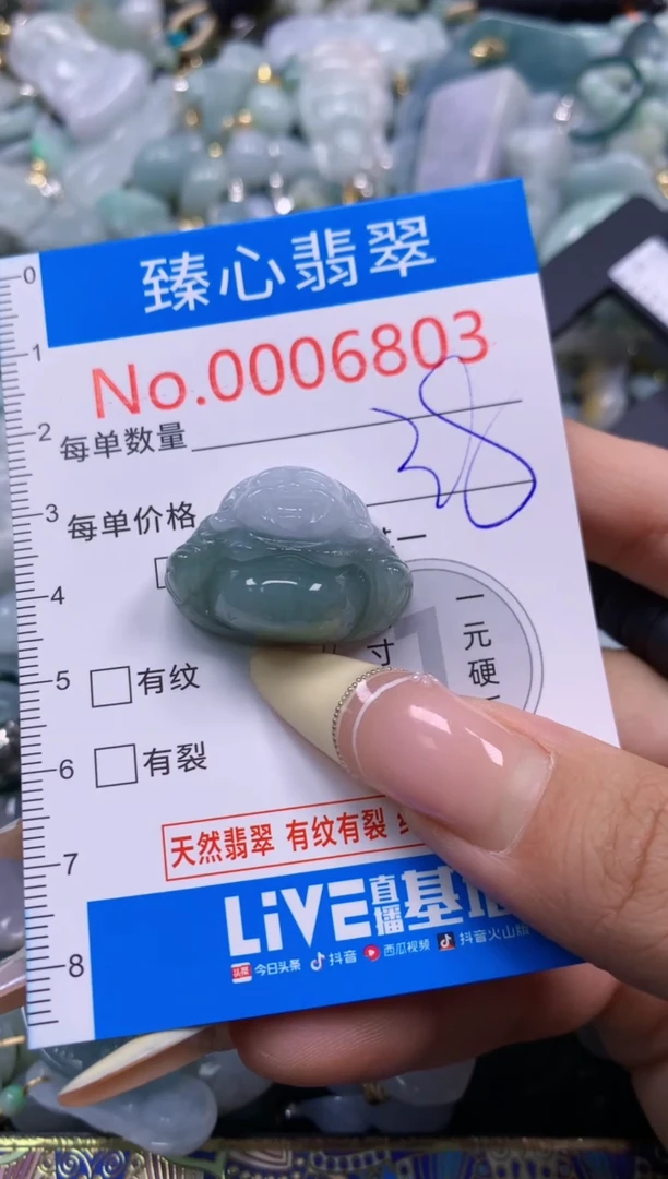 翡翠未镶嵌颈饰含绳0006803